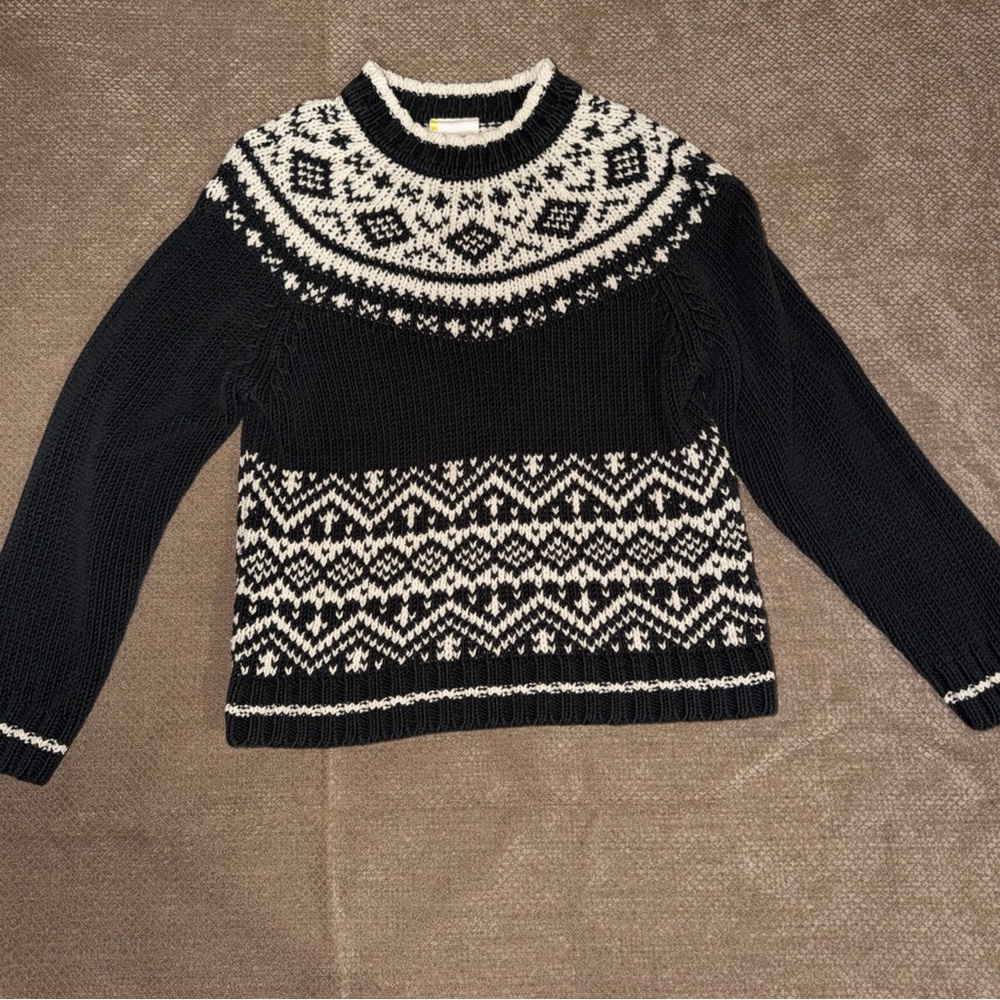 Hanna Andersson Black and White Nordic Sweater